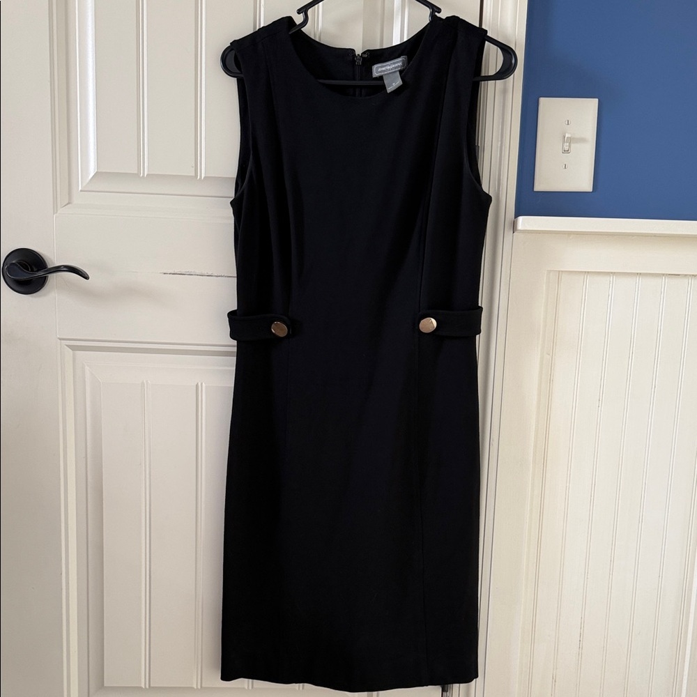 Johnston & Murphy Black Sleeveless Midi Dress with Waist Tab Detail